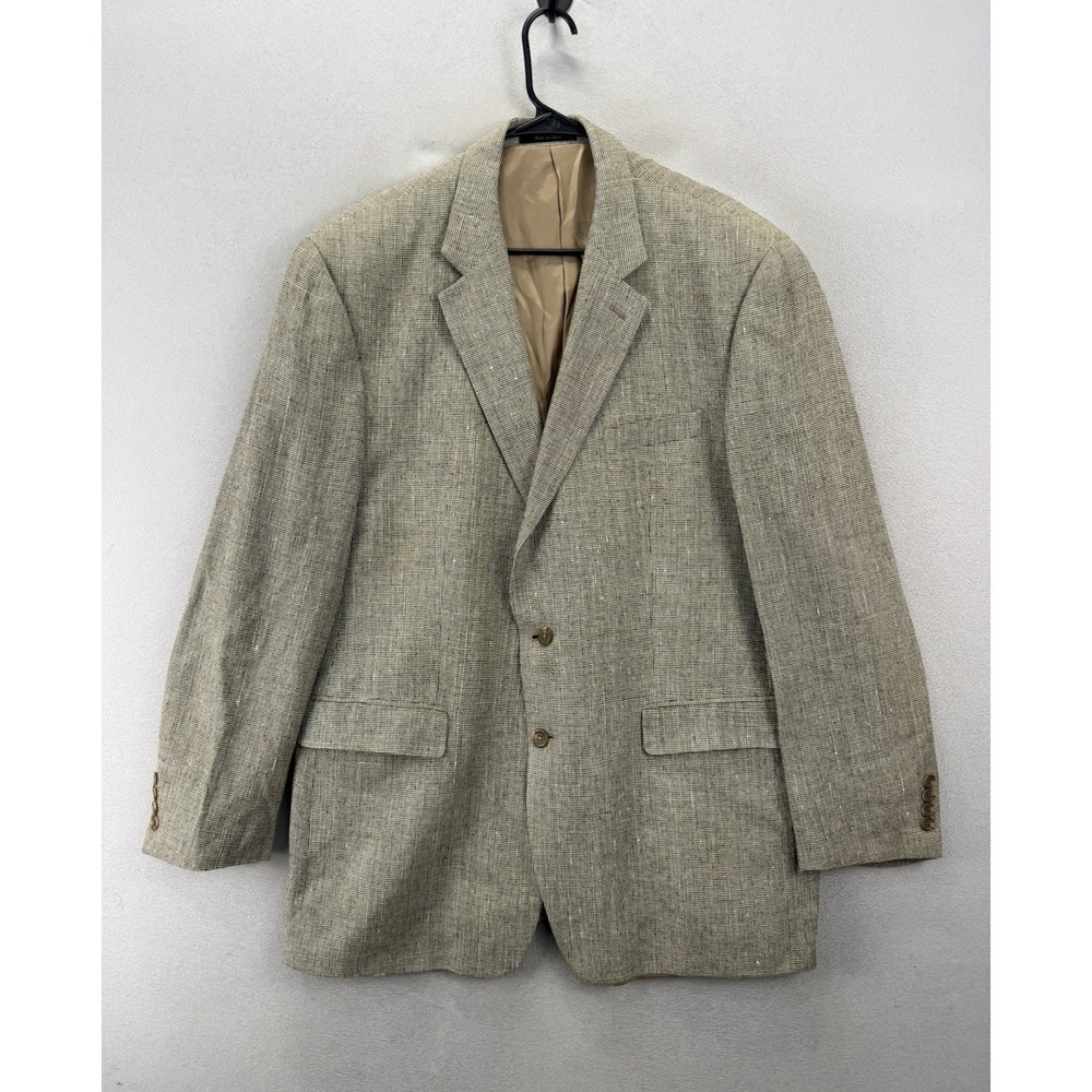 Lauren Ralph Lauren Men's 44L Tan Beige 100% Silk Sport Coat Blazer Textured